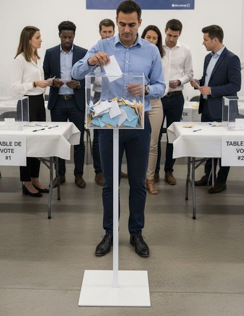 urne vote sur pied métal blanc laqué 25 cm hall accueil entreprise luxembourg