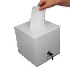 Urne opaque plastique blanc confidentialité votes secrets suggestions anonymes professionnelle