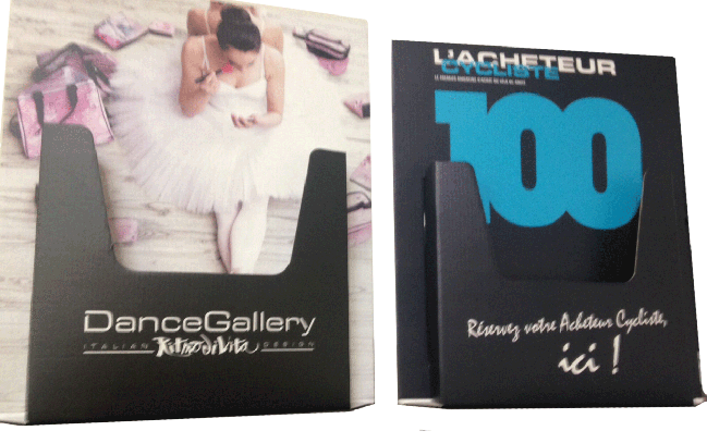 Pr&eacute;sentoirs de comptoir en carton personnalis&eacute;s