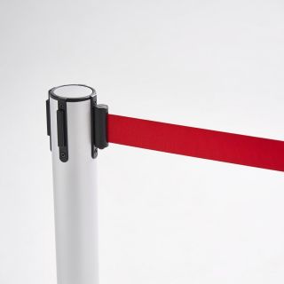Poteau de guidage à sangle rétractable rouge - finition blanche 940