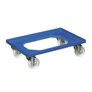 Chariot porte-bac bleu à roulettes plastiques