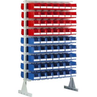Rayonnage avec 126 bacs à bec 3 litres Futura double face