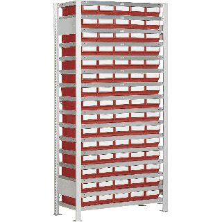 Rayonnage LB GR 3/75 de 75 bacs LB 300 D sur 16 étagères