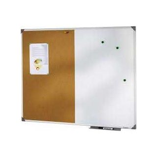 Tableau bivalent liège et laqué blanc 45 x 60 cm cadre alu