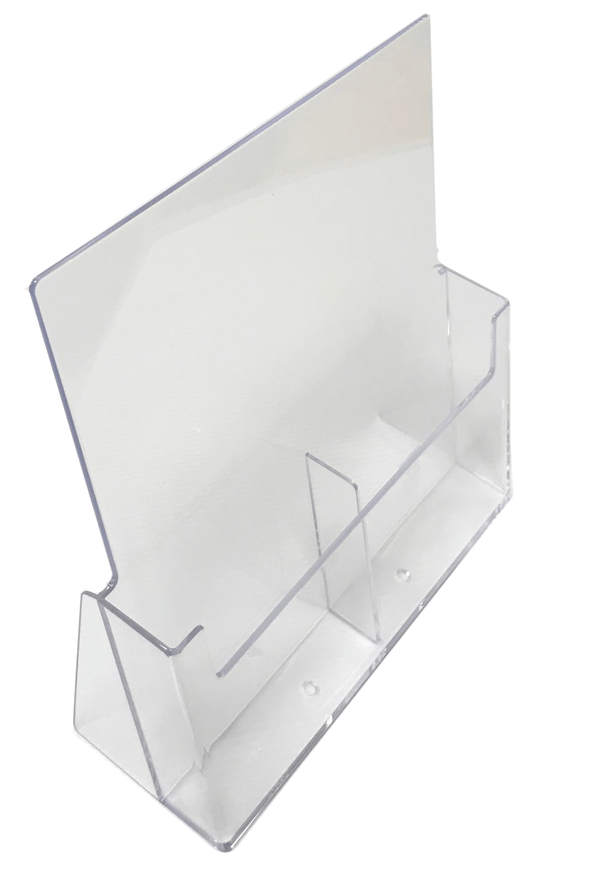Présentoir de comptoir avec 2 bacs A6 plexiglas côte à côte